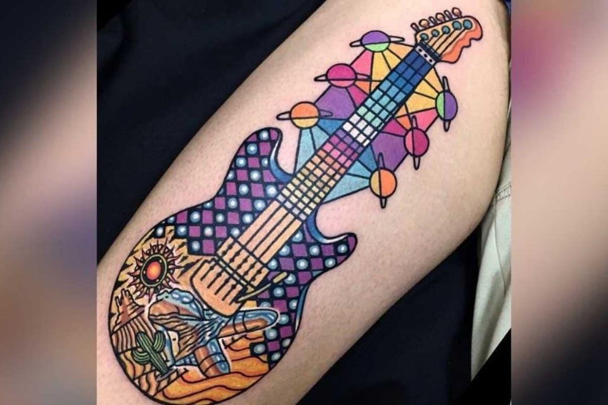 Buy Skeleton on Guitar Tattoo Design for Music Lover From Art Instantly  Online in India - Etsy