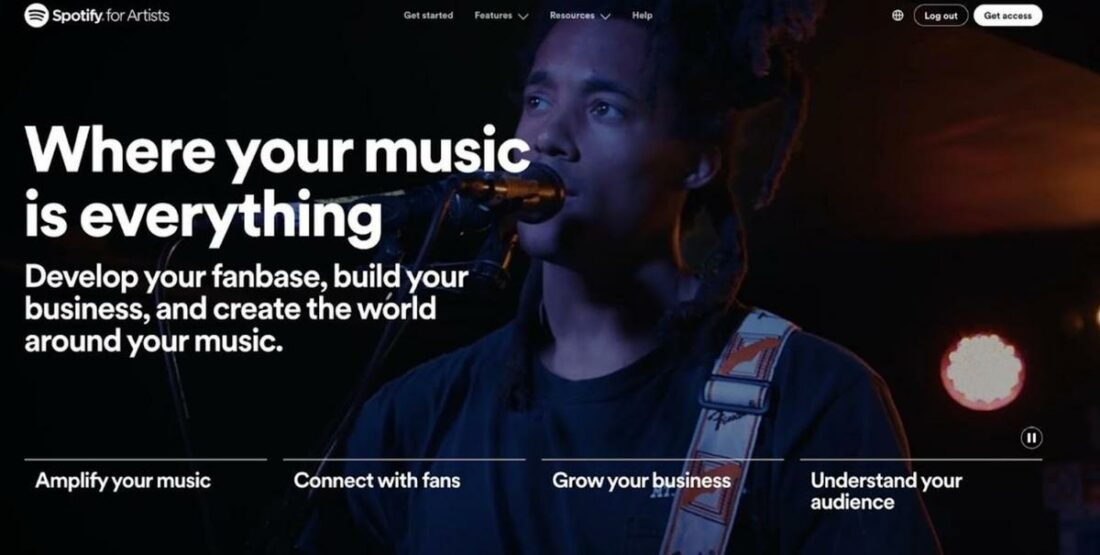 Spotify for Artists landing page. (From: Spotify)