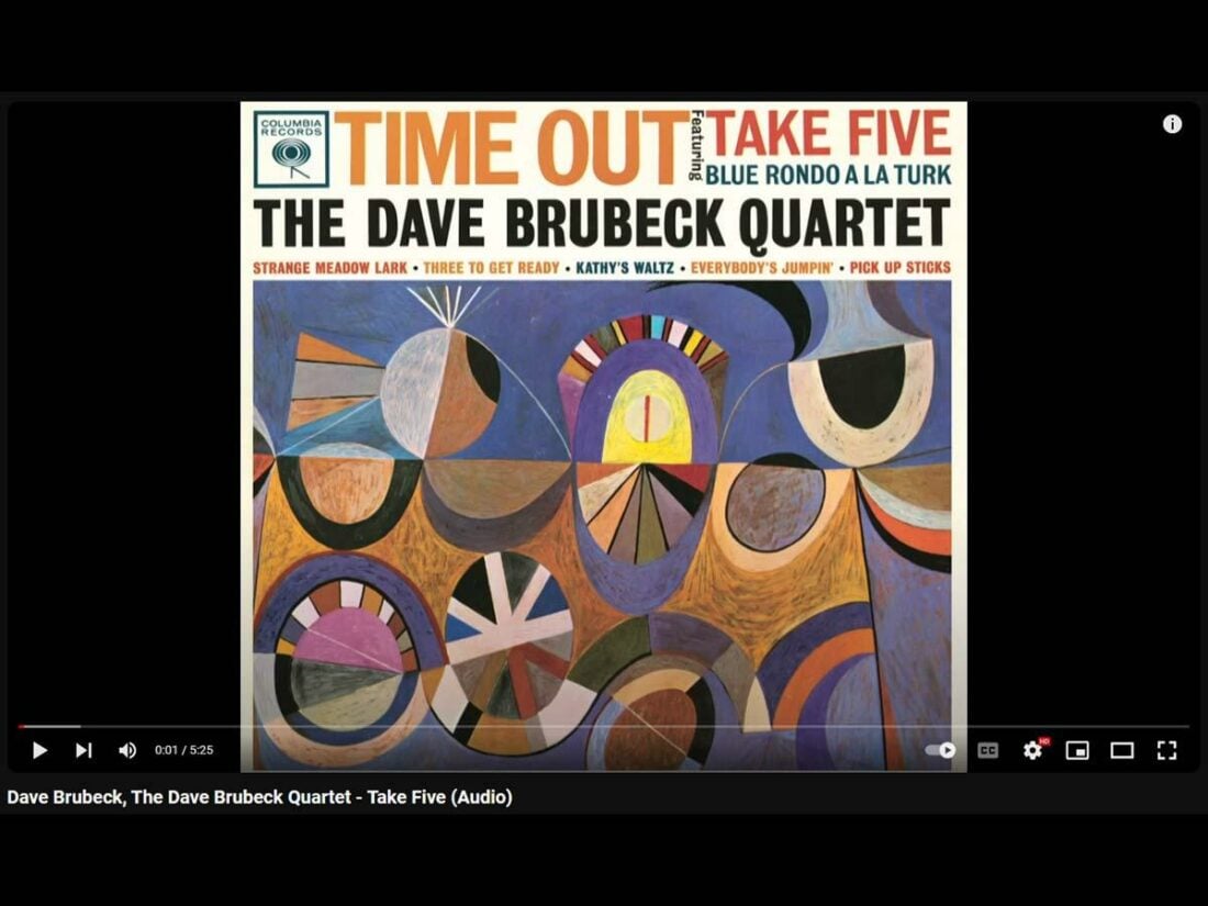 Take Five - The Dave Brubeck Quartet (Time Out) [From: Youtube]