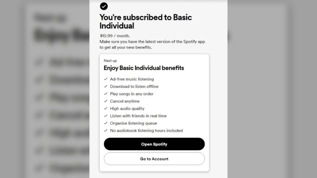What's included in the new Basic Plan. (From: Spotify)