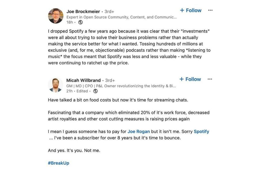Some of the many user sentiments shared on social media about the recent price hike. (From: LinkedIn)