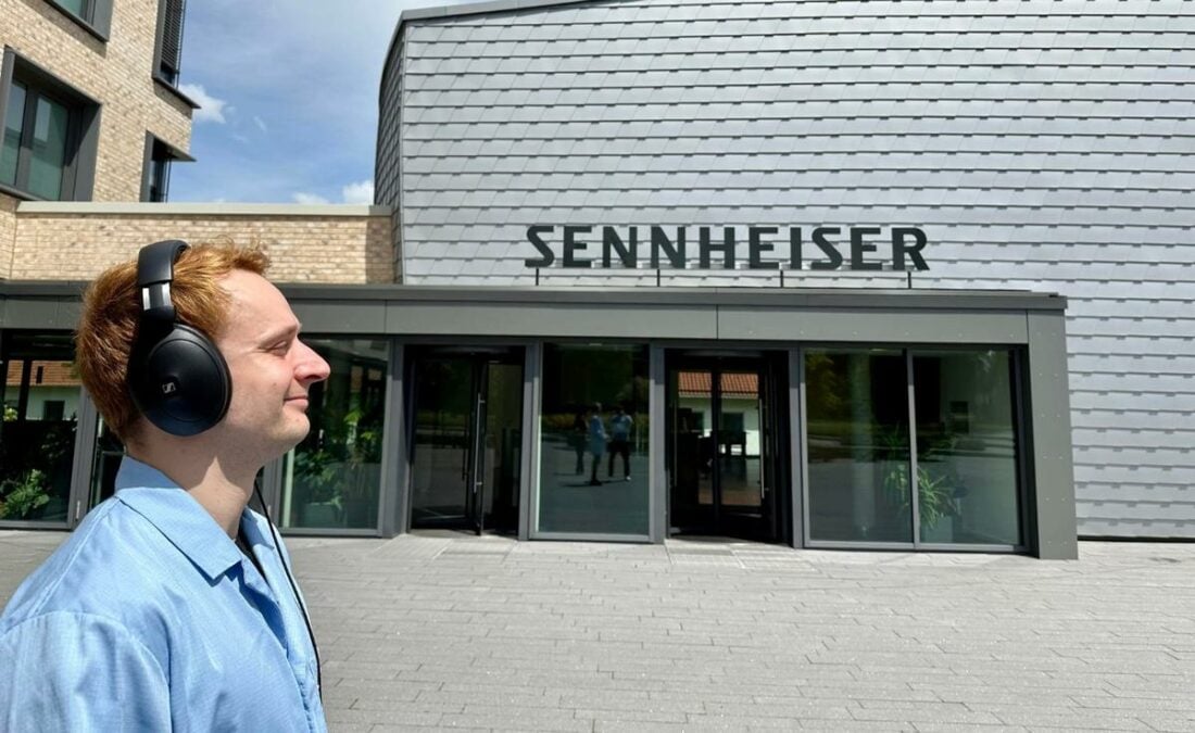 Jermo Koehnke, standing outside Sennheiser's HQ while wearing the new HD 620S headphones. (From: Reddit)