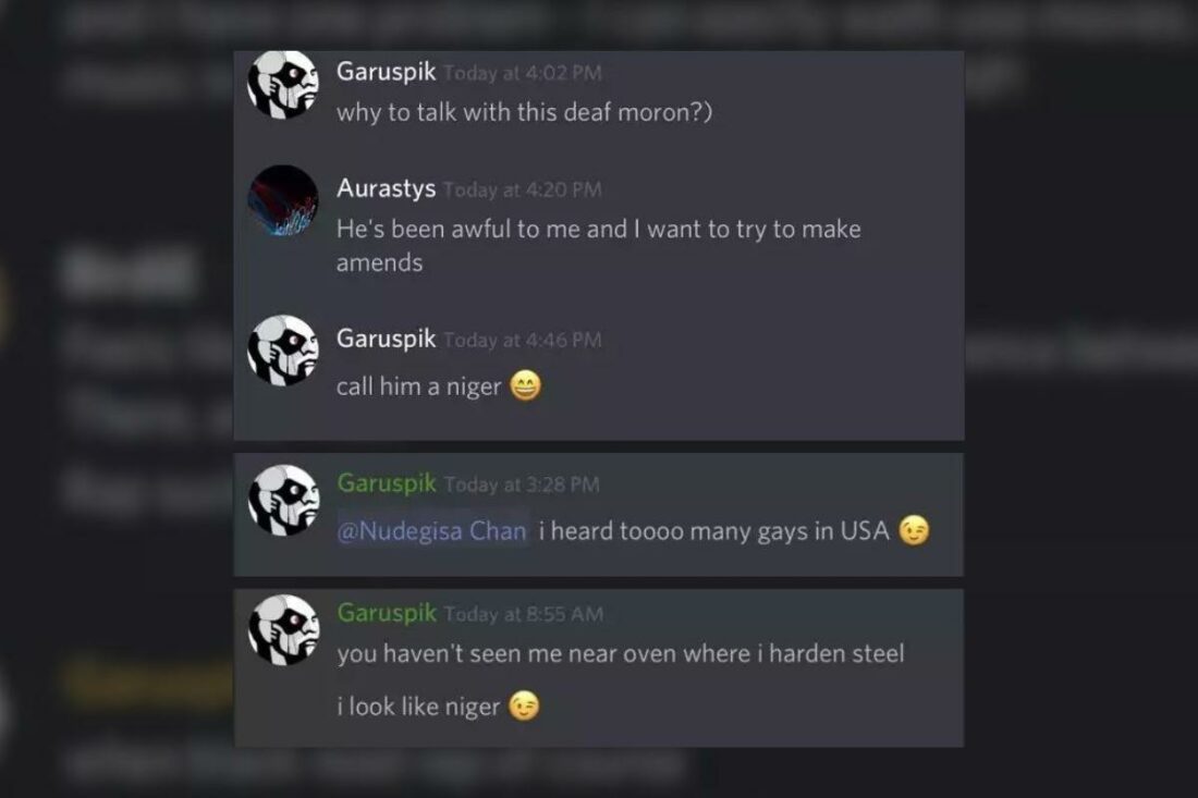 Other controversial comments revealed. (From: Discord)