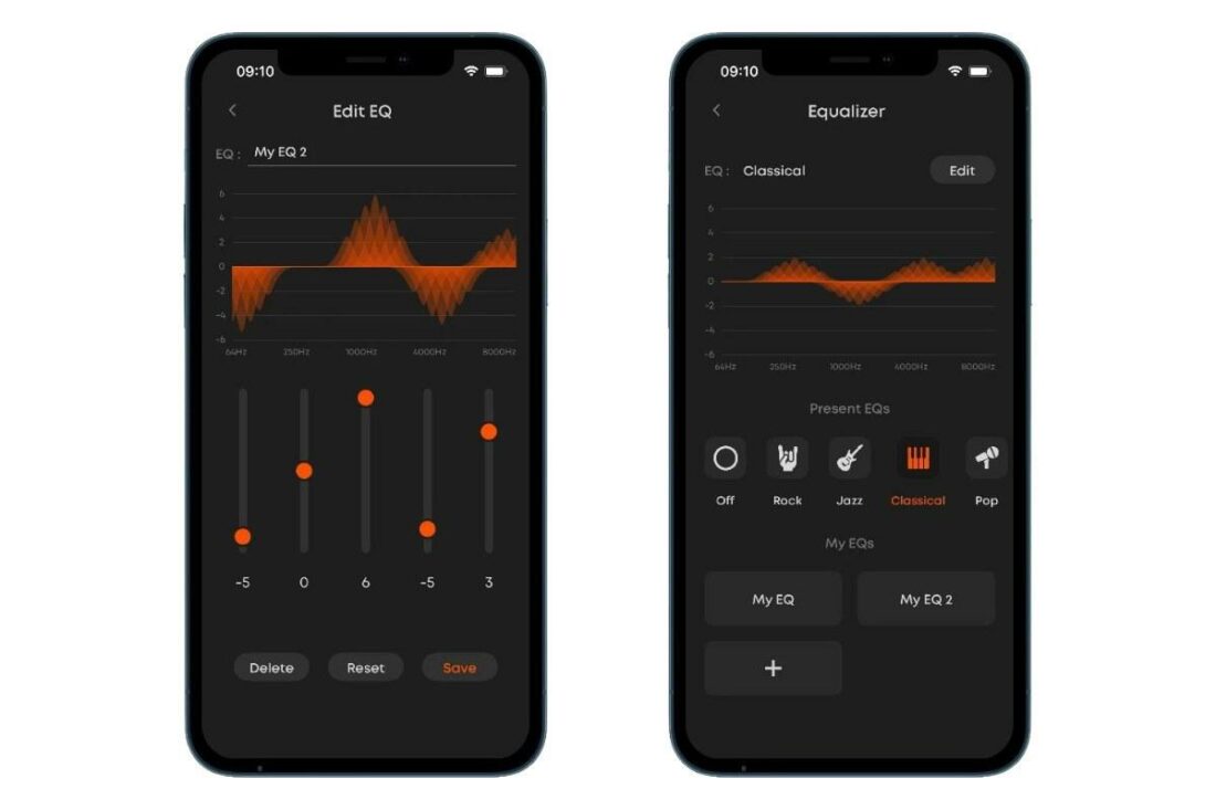 A look at the equalizer on the new beyerdynamic app. (From: beyerdynamic)